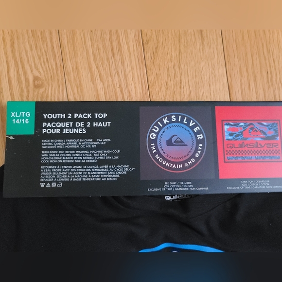 Quiksilver Youth 2 Pack Top Set: Tshirt and Tank top, XL (14/16), Black and Red - Picture 12 of 12